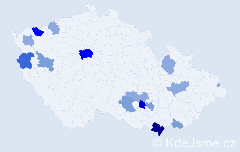 Příjmení: 'Malatová', počet výskytů 44 v celé ČR