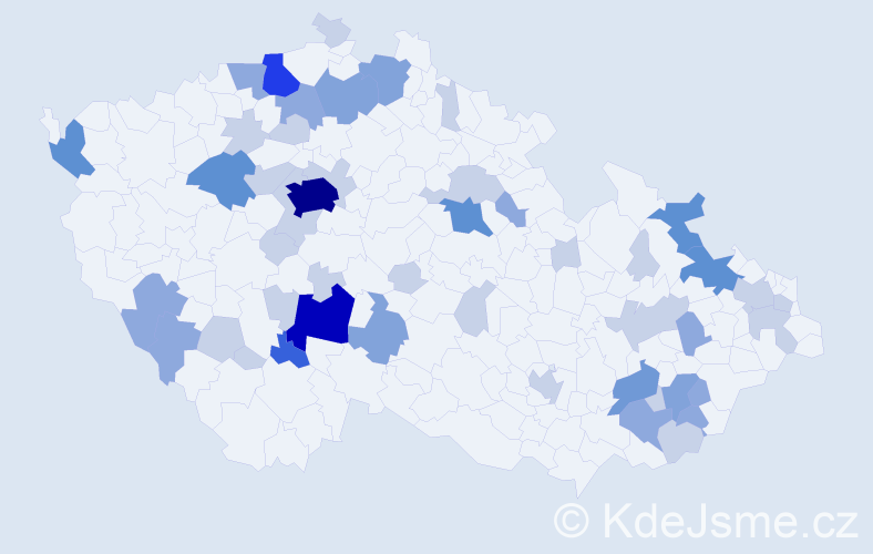 Příjmení: 'Hodná', počet výskytů 121 v celé ČR