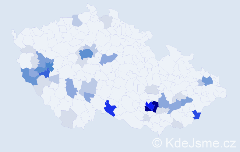 Příjmení: 'Pecl', počet výskytů 164 v celé ČR