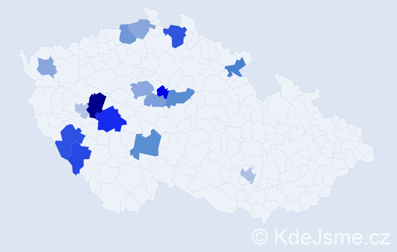 Příjmení: 'Žibřid', počet výskytů 37 v celé ČR
