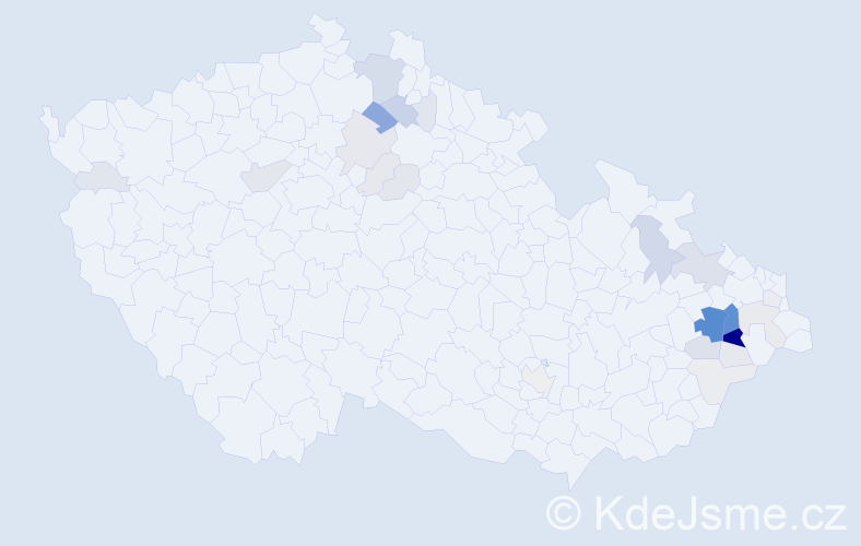 Příjmení: 'Hoďák', počet výskytů 106 v celé ČR