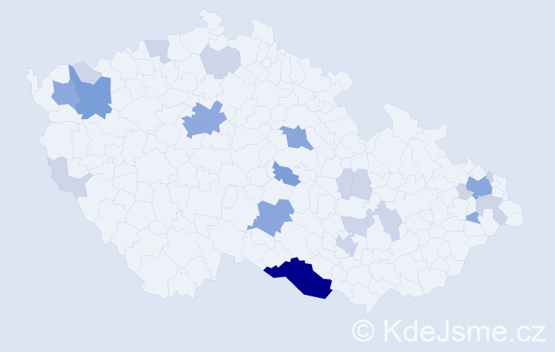 Příjmení: 'Parůžková', počet výskytů 51 v celé ČR