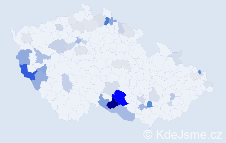Příjmení: 'Durdová', počet výskytů 134 v celé ČR