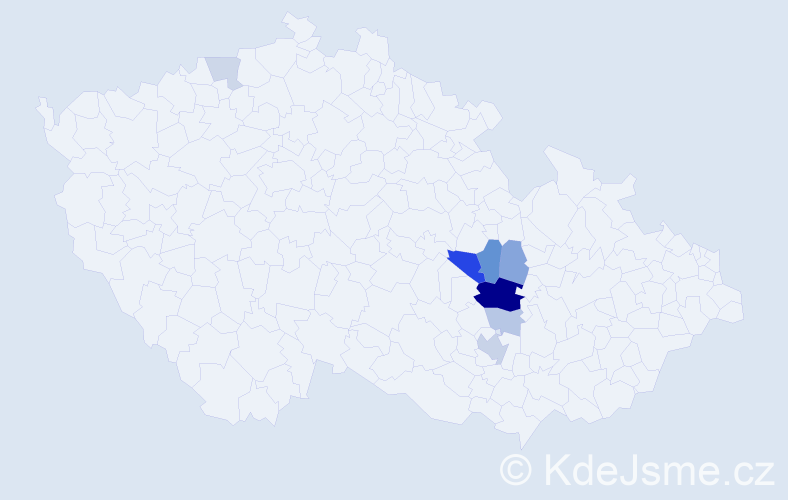 Příjmení: 'Krejstová', počet výskytů 18 v celé ČR
