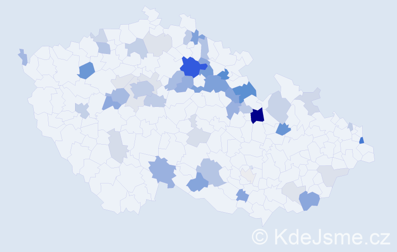 Příjmení: 'Kutnarová', počet výskytů 131 v celé ČR