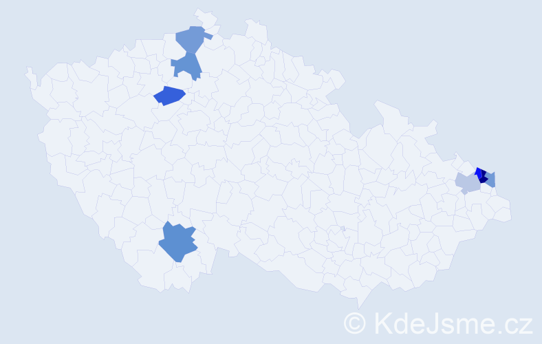 Příjmení: 'Hošala', počet výskytů 10 v celé ČR