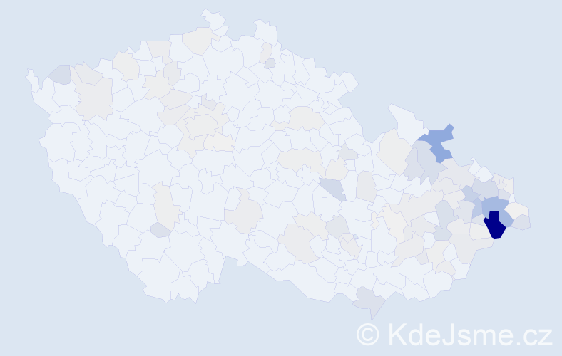 Příjmení: 'Velička', počet výskytů 463 v celé ČR