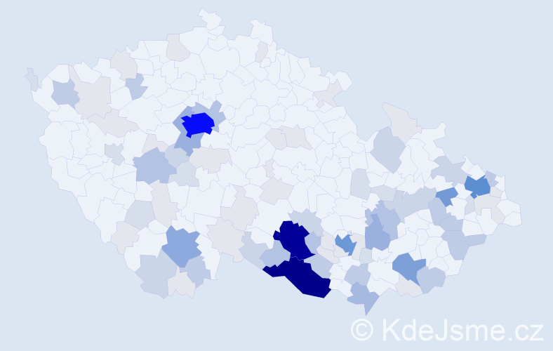 Příjmení: 'Bazalová', počet výskytů 322 v celé ČR