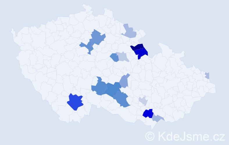 Příjmení: 'Lopatářová', počet výskytů 38 v celé ČR