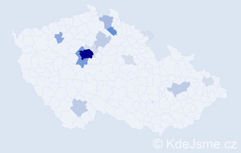 Příjmení: 'Chundela', počet výskytů 51 v celé ČR
