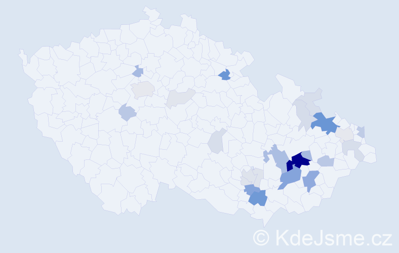 Příjmení: 'Krybus', počet výskytů 103 v celé ČR