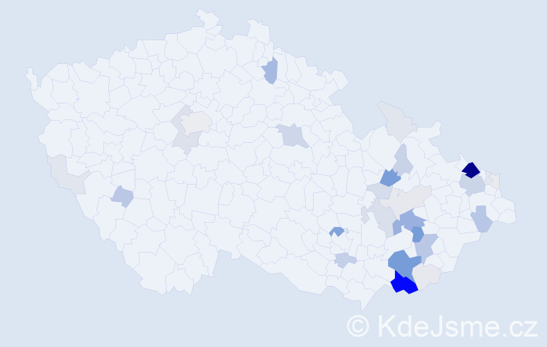 Příjmení: 'Vařecha', počet výskytů 149 v celé ČR