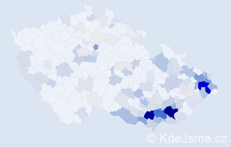 Příjmení: 'Hrabec', počet výskytů 625 v celé ČR