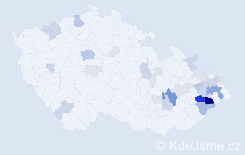 Příjmení: 'Frňková', počet výskytů 117 v celé ČR