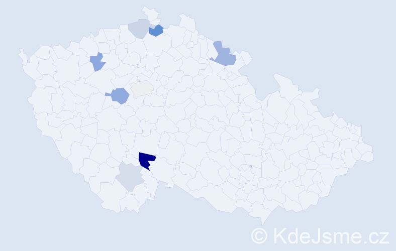 Příjmení: 'Vohnoutka', počet výskytů 14 v celé ČR