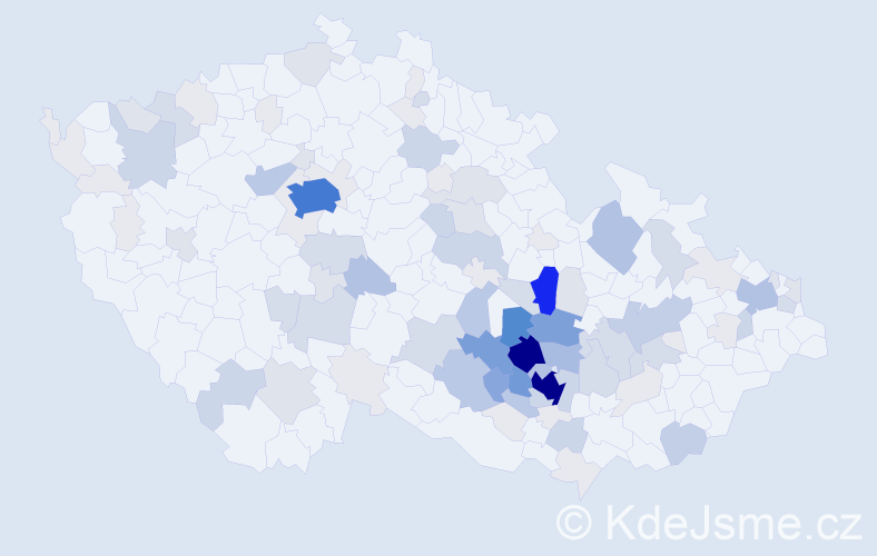 Příjmení: 'Klusák', počet výskytů 446 v celé ČR