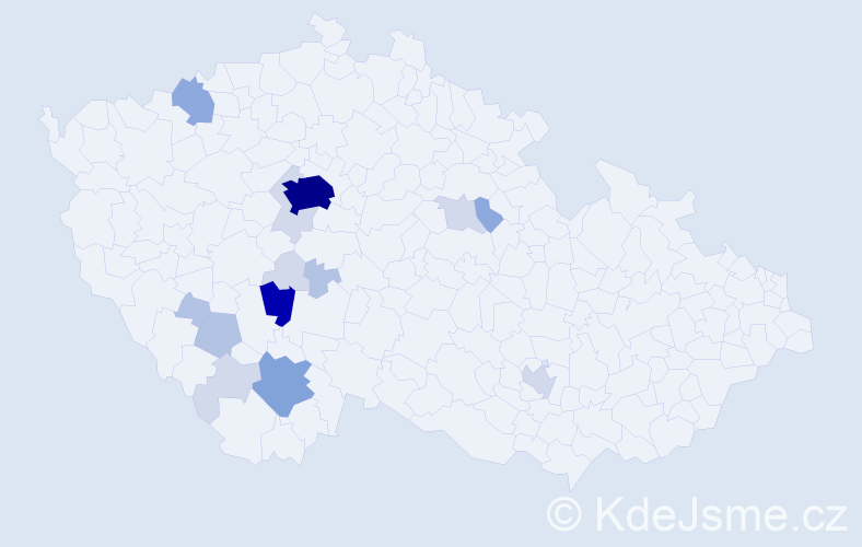 Příjmení: 'Koptiš', počet výskytů 52 v celé ČR