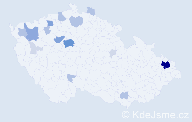 Příjmení: 'Hrib', počet výskytů 49 v celé ČR
