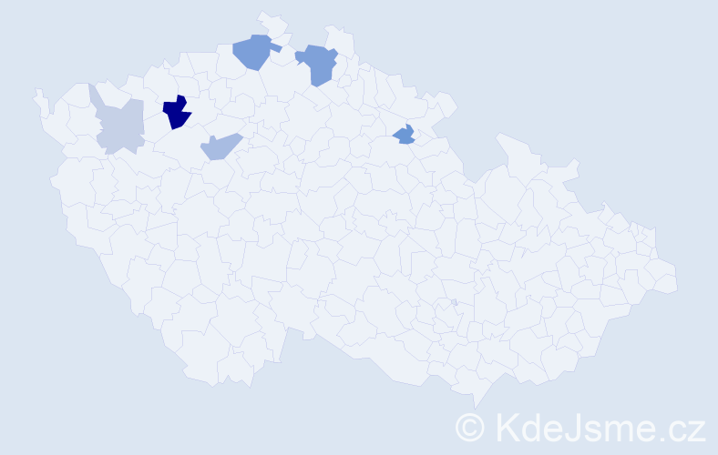 Příjmení: 'Šidlof', počet výskytů 15 v celé ČR