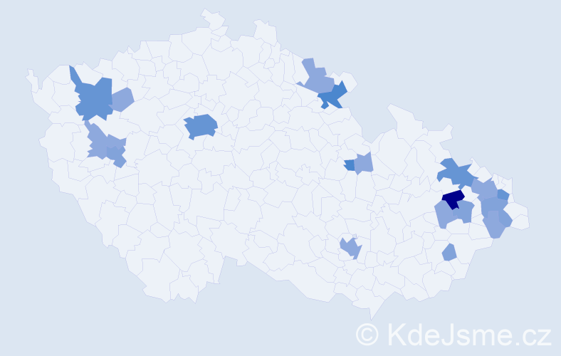 Příjmení: 'Kleslová', počet výskytů 44 v celé ČR