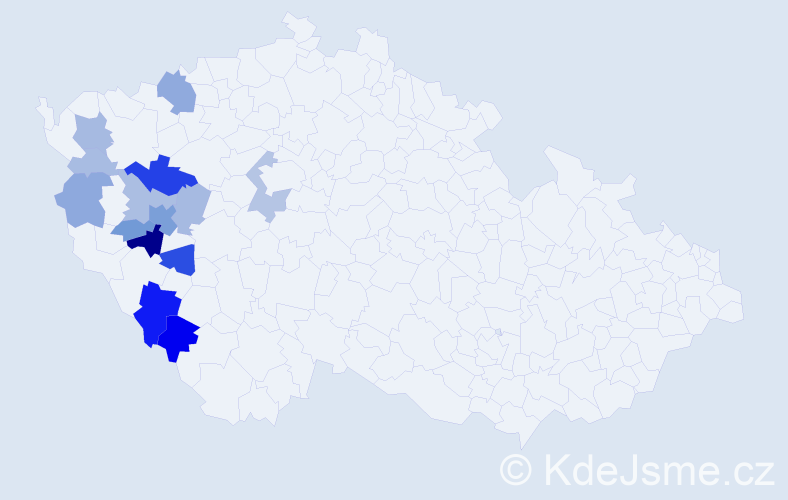 Příjmení: 'Simetová', počet výskytů 50 v celé ČR
