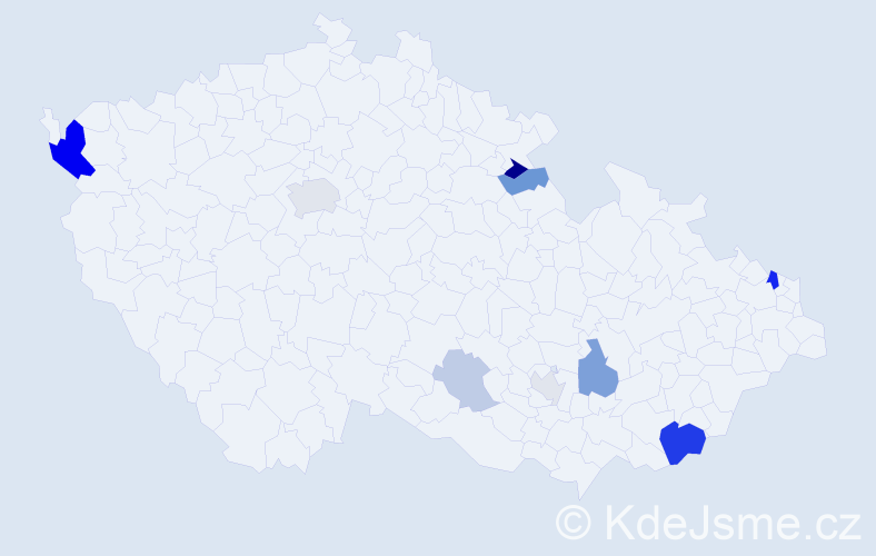 Příjmení: 'Pišojová', počet výskytů 24 v celé ČR