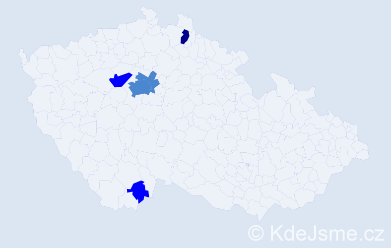 Příjmení: 'Vodhánil', počet výskytů 9 v celé ČR