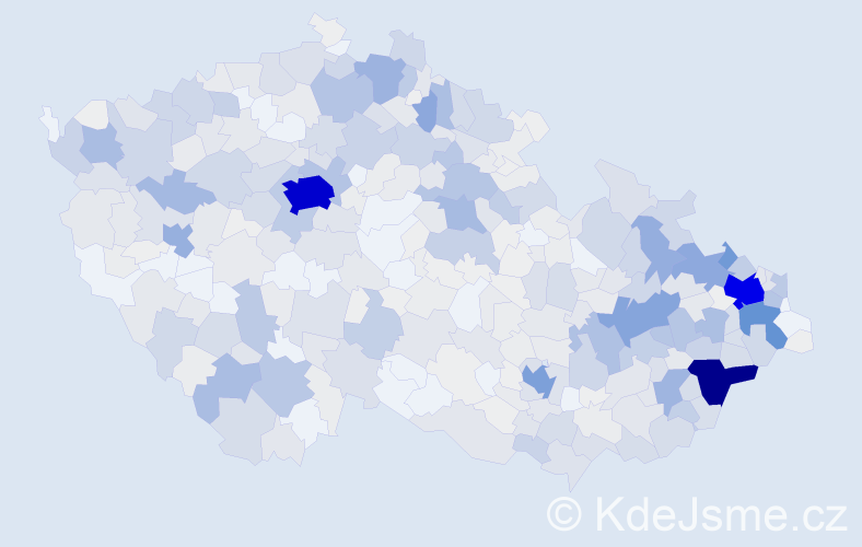 Příjmení: 'Václavík', počet výskytů 2333 v celé ČR