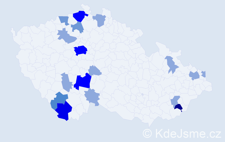 Příjmení: 'Majeriková', počet výskytů 40 v celé ČR