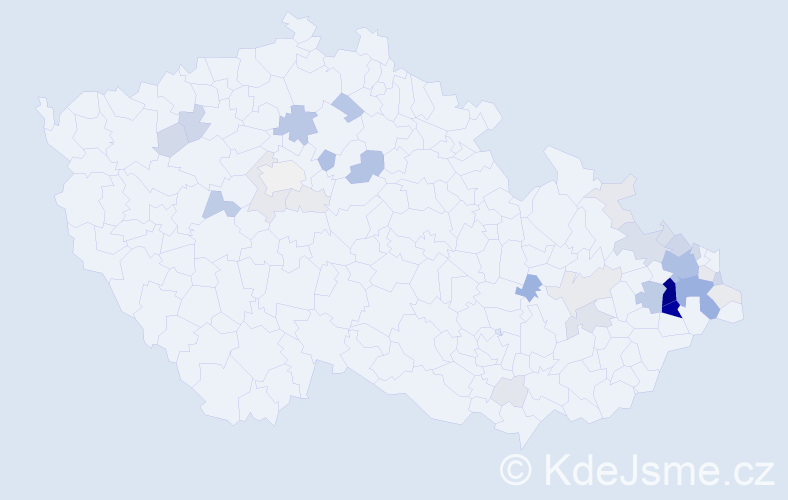 Příjmení: 'Kutáčová', počet výskytů 160 v celé ČR