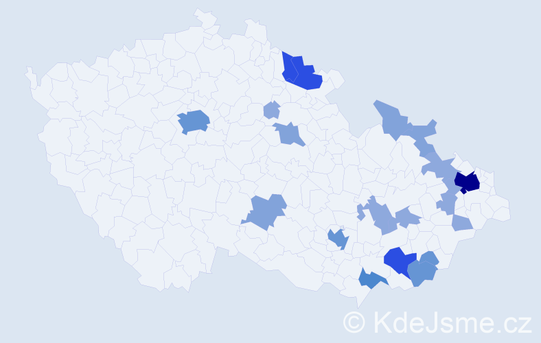 Příjmení: 'Drgáčová', počet výskytů 54 v celé ČR