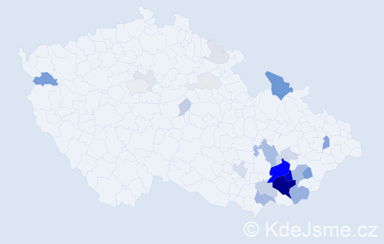 Příjmení: 'Rozsypálek', počet výskytů 116 v celé ČR