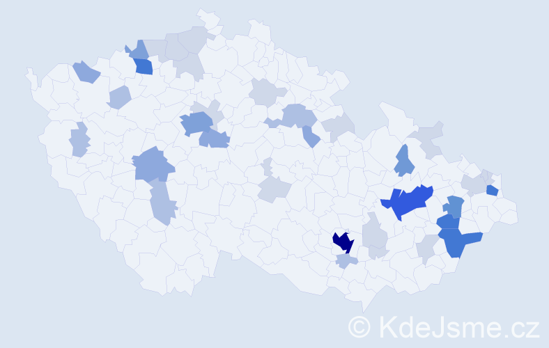 Příjmení: 'Šándor', počet výskytů 112 v celé ČR