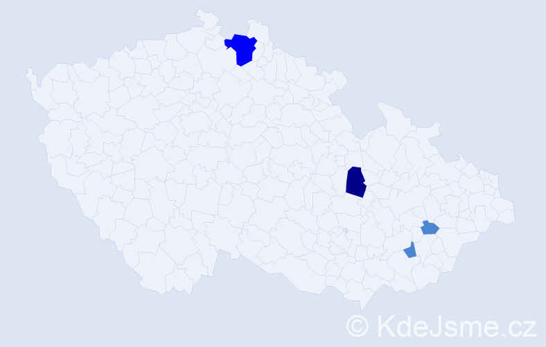 Příjmení: 'Modrlák', počet výskytů 7 v celé ČR