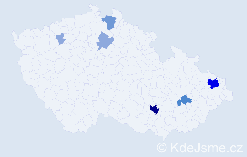 Příjmení: 'Ducar', počet výskytů 18 v celé ČR