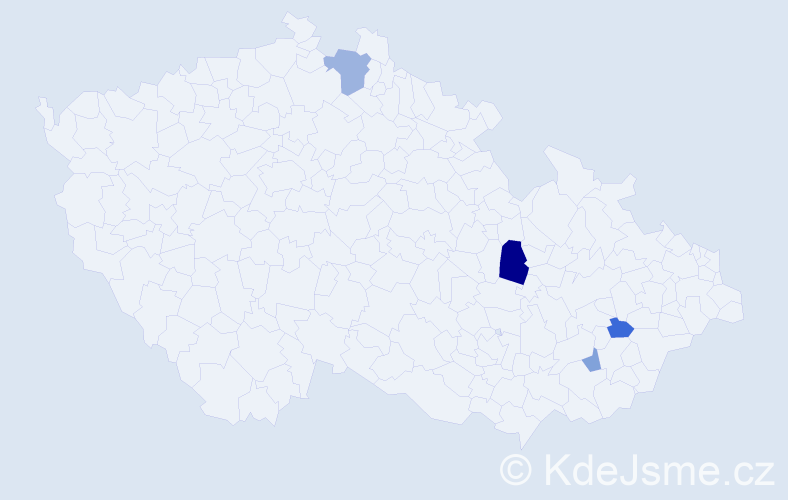 Příjmení: 'Modrlák', počet výskytů 7 v celé ČR