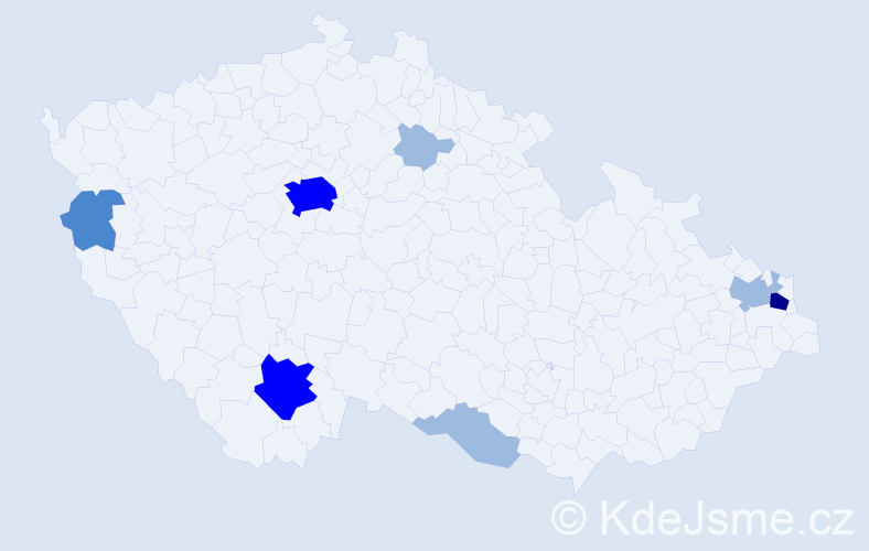 Příjmení: 'Drbúlová', počet výskytů 16 v celé ČR