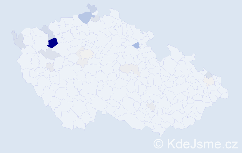 Příjmení: 'Benedek', počet výskytů 56 v celé ČR