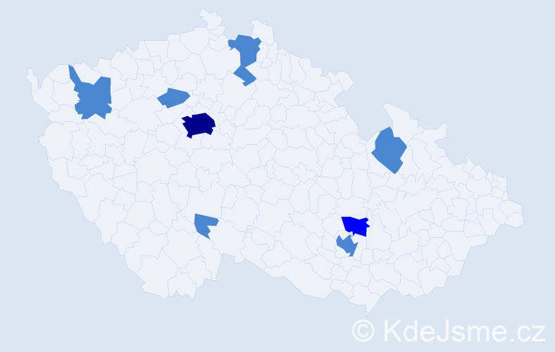 Příjmení: 'Trubáčková', počet výskytů 12 v celé ČR