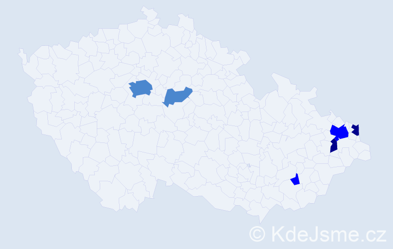 Příjmení: 'Maniak', počet výskytů 12 v celé ČR