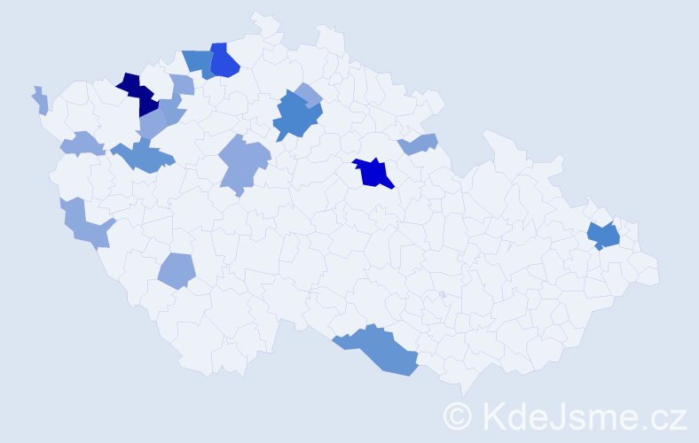 Příjmení: 'Patakyová', počet výskytů 51 v celé ČR
