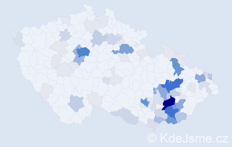 Příjmení: 'Melichárková', počet výskytů 290 v celé ČR
