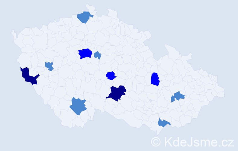 Příjmení: 'Bay', počet výskytů 18 v celé ČR