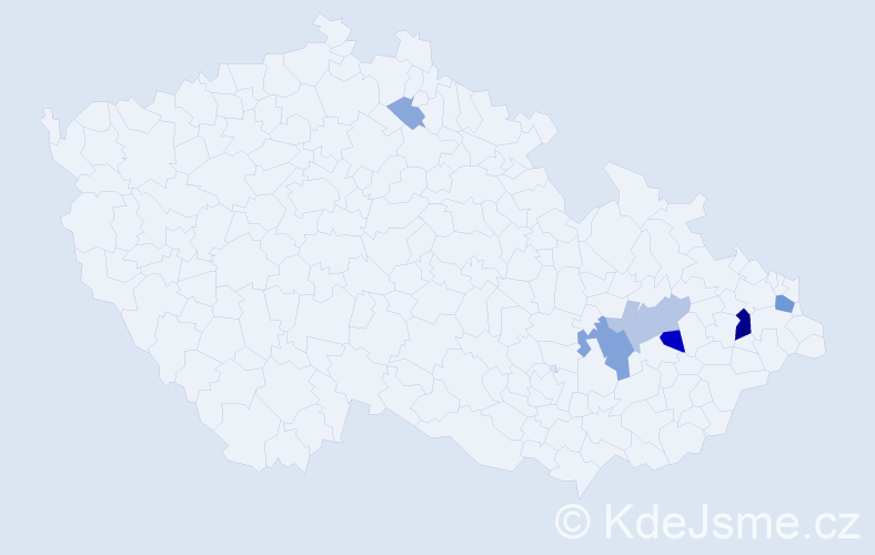 Příjmení: 'Kundel', počet výskytů 18 v celé ČR
