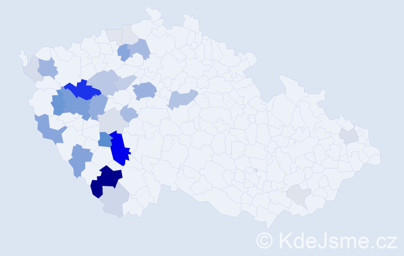 Příjmení: 'Huleš', počet výskytů 125 v celé ČR