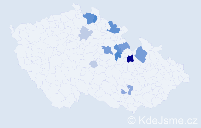 Příjmení: 'Fibikarová', počet výskytů 45 v celé ČR