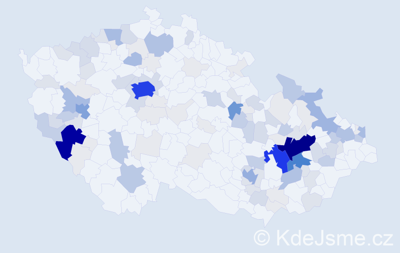 Příjmení: 'Soušek', počet výskytů 483 v celé ČR
