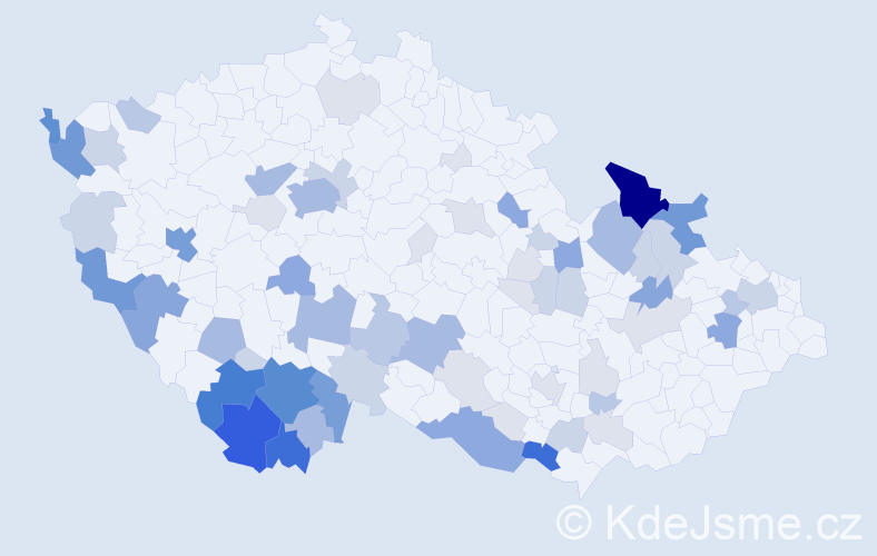 Příjmení: 'Mondek', počet výskytů 267 v celé ČR