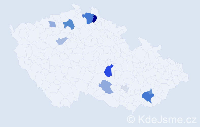 Příjmení: 'Pesser', počet výskytů 20 v celé ČR