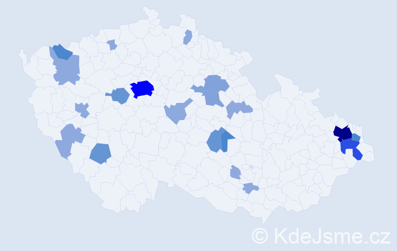 Příjmení: 'Marcinko', počet výskytů 54 v celé ČR